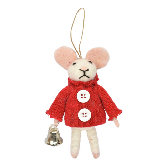 6" Wool Mouse w/ Bell Ornament | BF