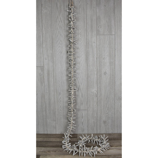 84" White Washed Hand Knotted Twig Garland | BF