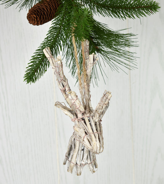 10" White Washed Deer Head Ornament | BF