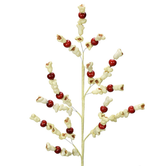 27.5" Plastic Cream Popcorn Cranberry Spray | TA