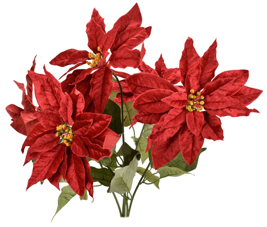 20" Deluxe Poinsettia Bush Bush in Red | QS