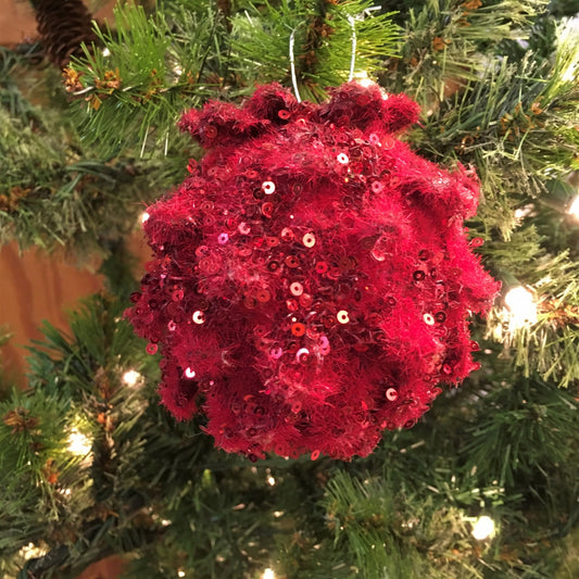 3" Red Sparkle Moss Pinecone Ornament | XJ