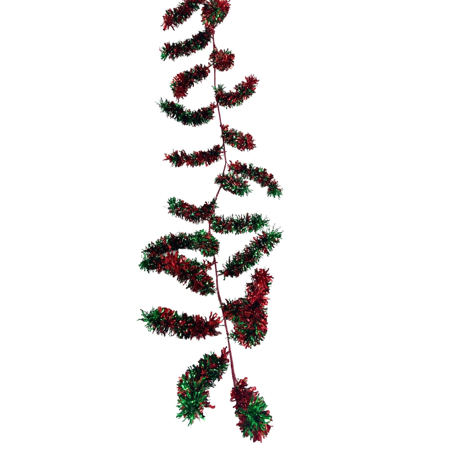 Metallic Jumbo Tussled Tinsel Garland 60” - Red/Green | KS