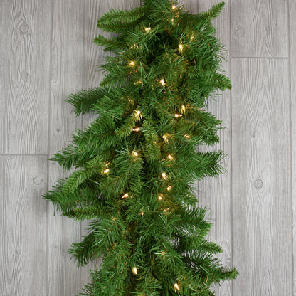9' x 18" Mixed Pine Garland with Lights | HT