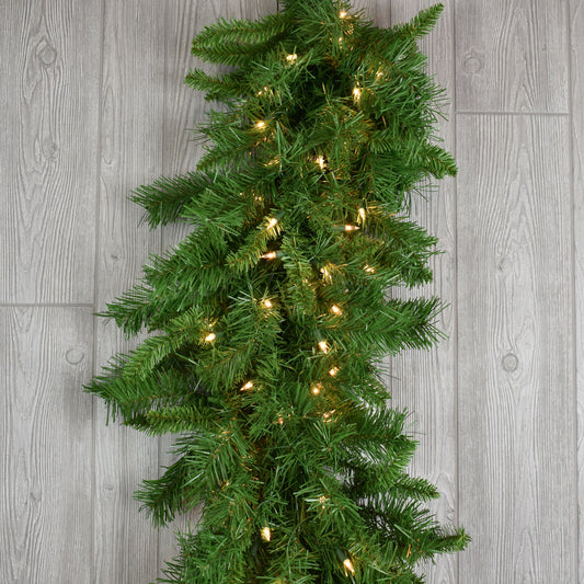 9' x 18" Mixed Pine Garland with Lights | HT