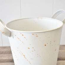 Load image into Gallery viewer, Vintage Bucket with Handles in White/Rust