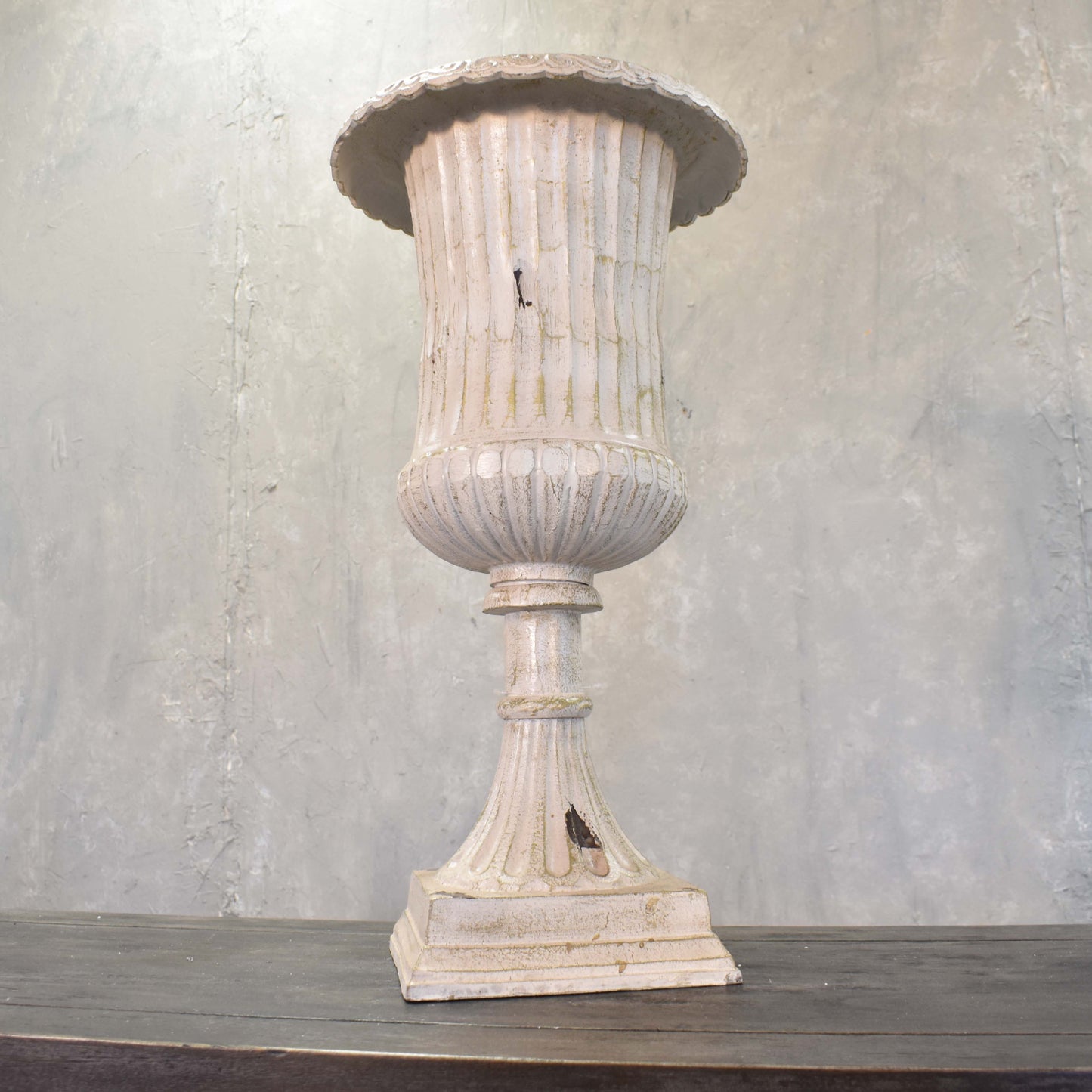 Cast Aluminum Weathered Distressed Urn 23.25" x 14.25"- Whitewashed | DCH22