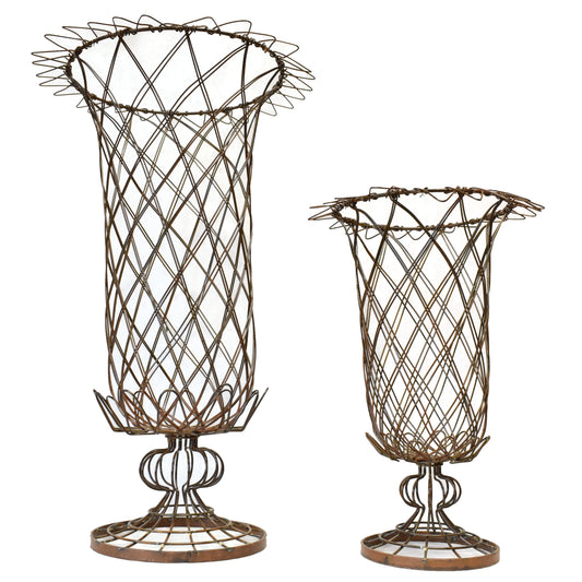 Criss Cross Wire Metal Planter (Set of 2)