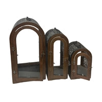 French Country Lanterns-Black/Brown (Set of 3)