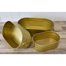 Load image into Gallery viewer, Ribbed Oval Planter Set of 3 Gold