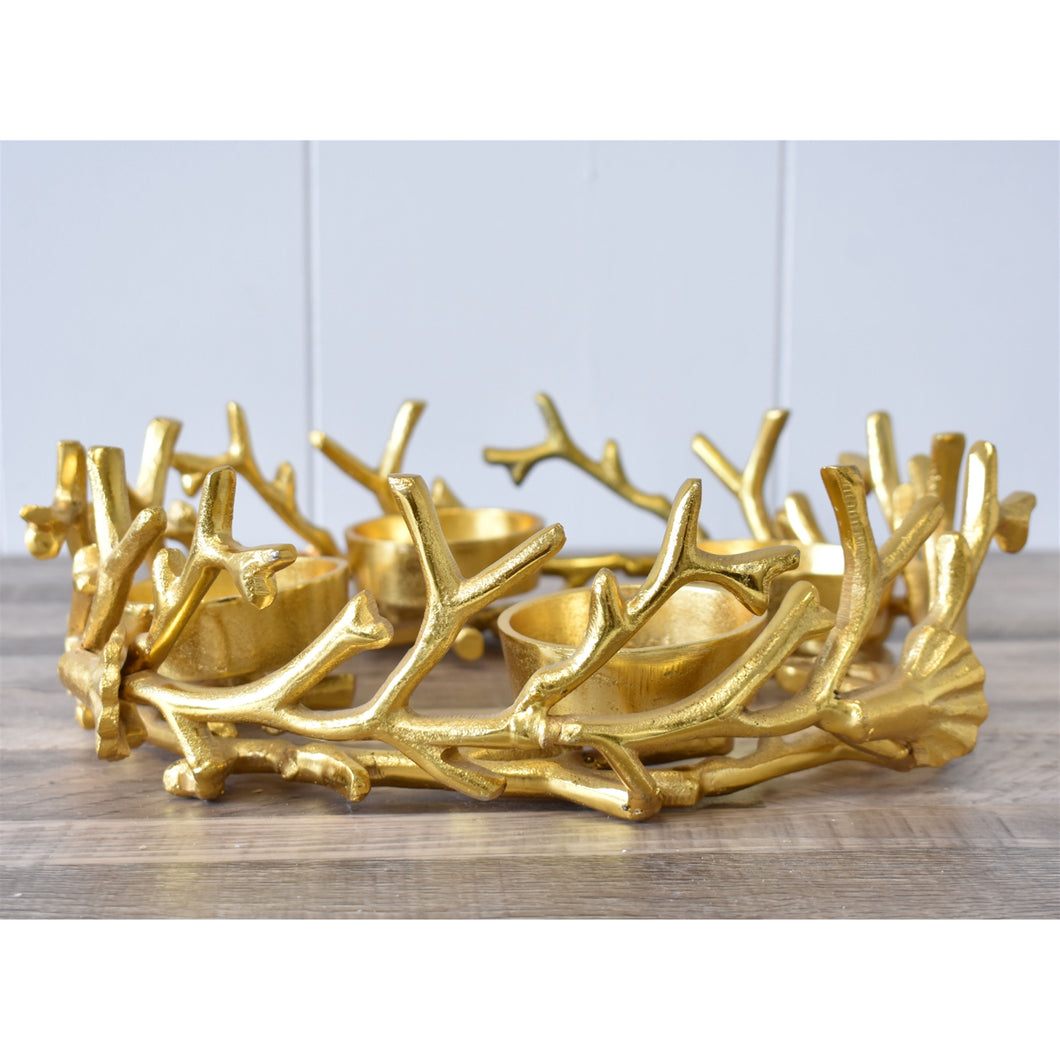 Aluminum Twig Candle Holder in Gold