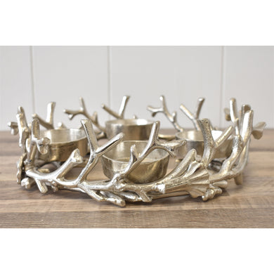 Aluminum Twig Candle Holder in Silver