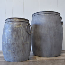 Load image into Gallery viewer, Metal Farmhouse Barrel with Gold Detail