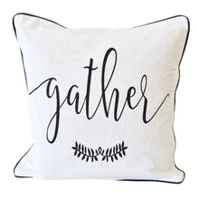 Load image into Gallery viewer, 18&quot; x 18&quot; Black and White &quot;gather&quot; Pillow | DCF