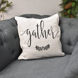 18" x 18" Black and White "gather" Pillow | DCF