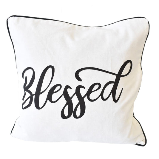 18" x 18" Black and White "Blessed" Pillow | DCF