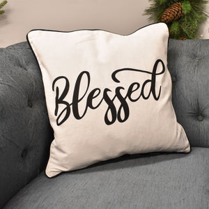 18" x 18" Black and White "Blessed" Pillow | DCF
