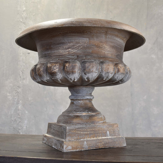 Gresham Cast Aluminum Urn 18" x 15" in Bronze Whitewashed  | DCH22