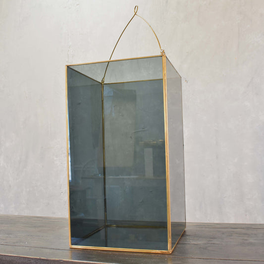 Large Modern Column Lantern with Smoky Glass | DCH