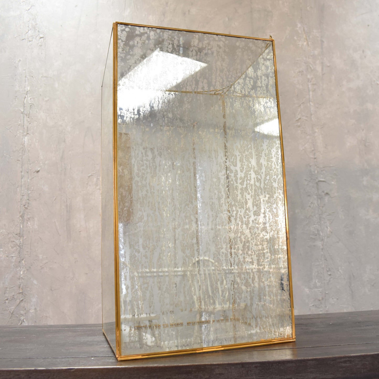 Extra Large Modern Column Lantern with Antique Glass | DCH