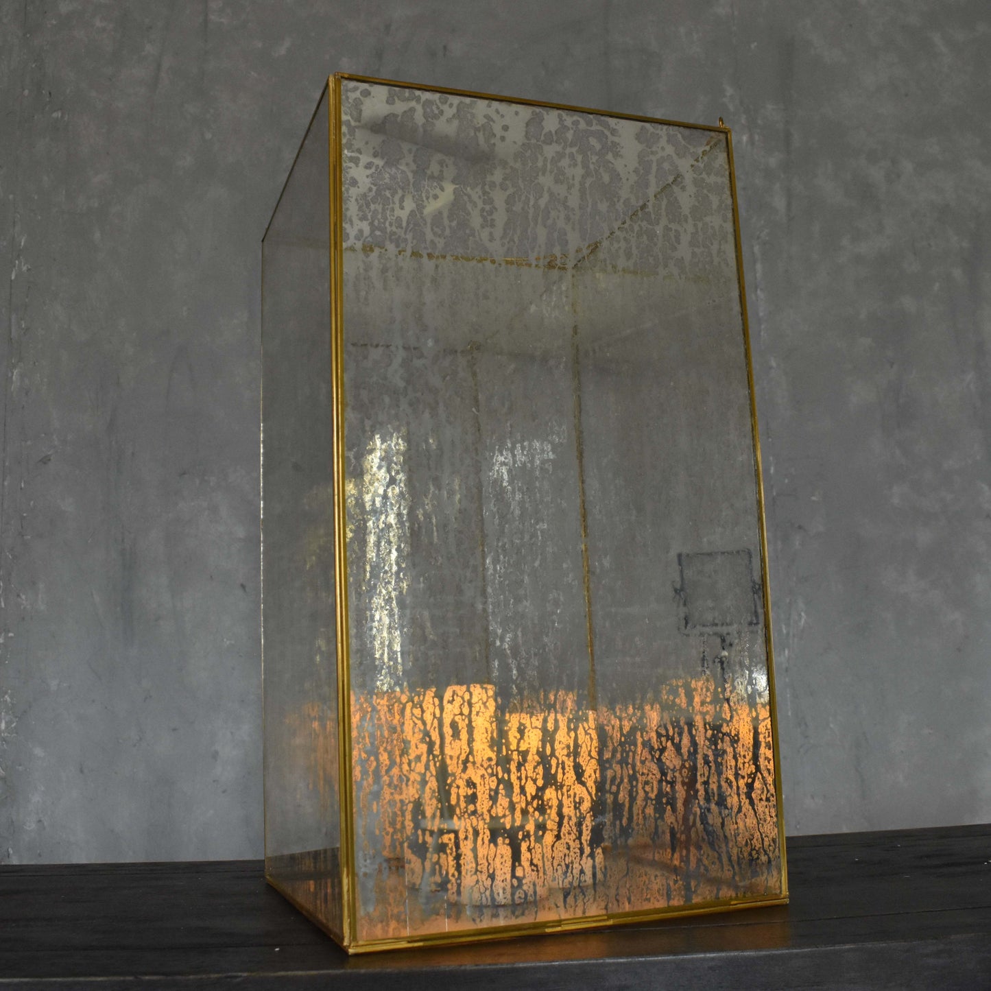 Extra Large Modern Column Lantern with Antique Glass | DCH