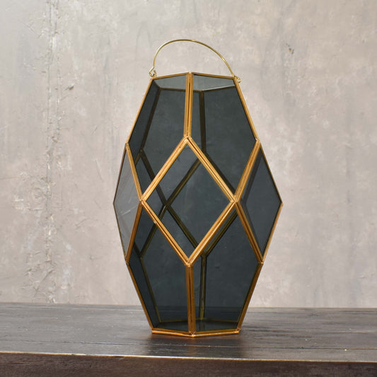Medium Paragon Geometric Lantern with Smoky Glass | DCH