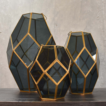 Medium Paragon Geometric Lantern with Smoky Glass | DCH