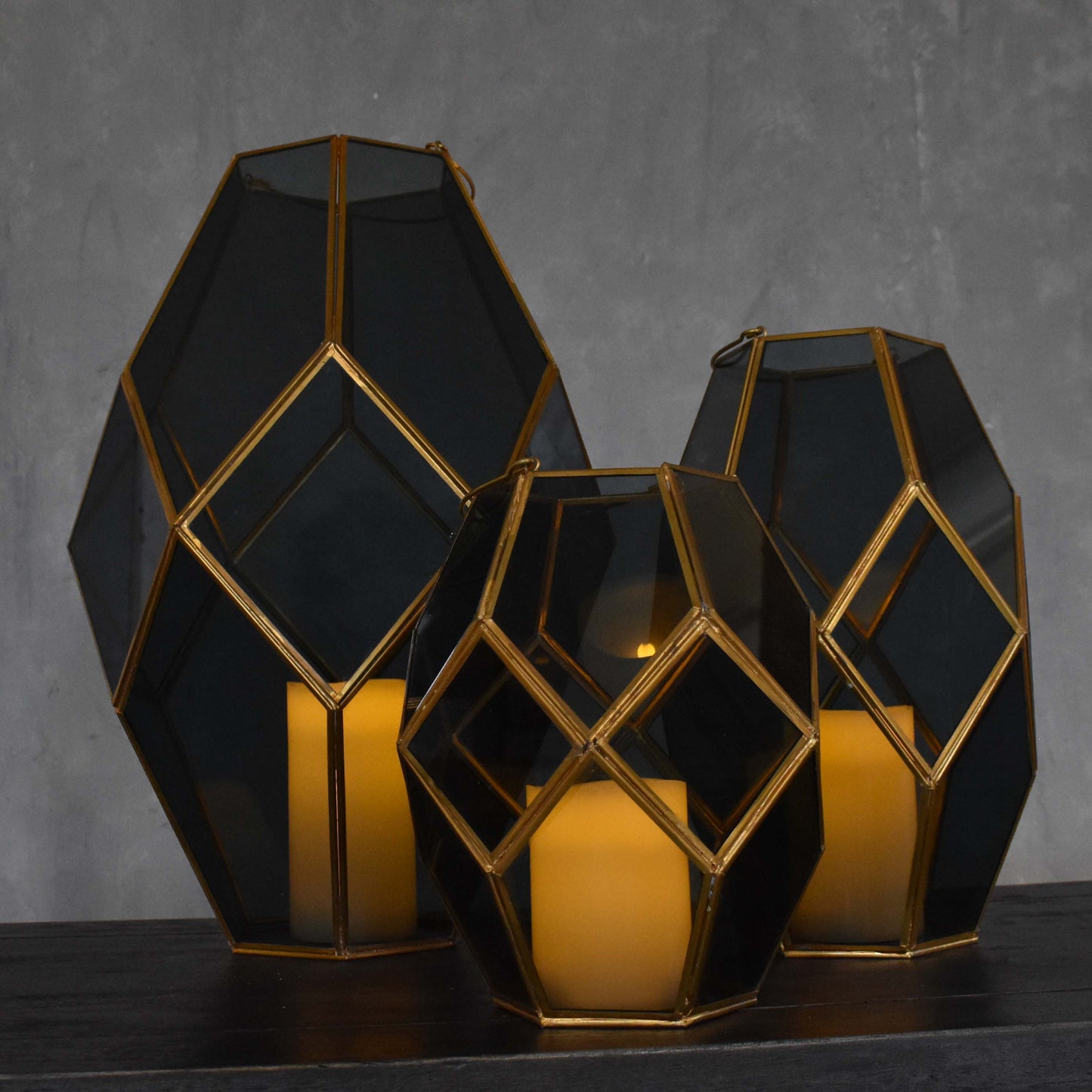 Medium Paragon Geometric Lantern with Smoky Glass | DCH