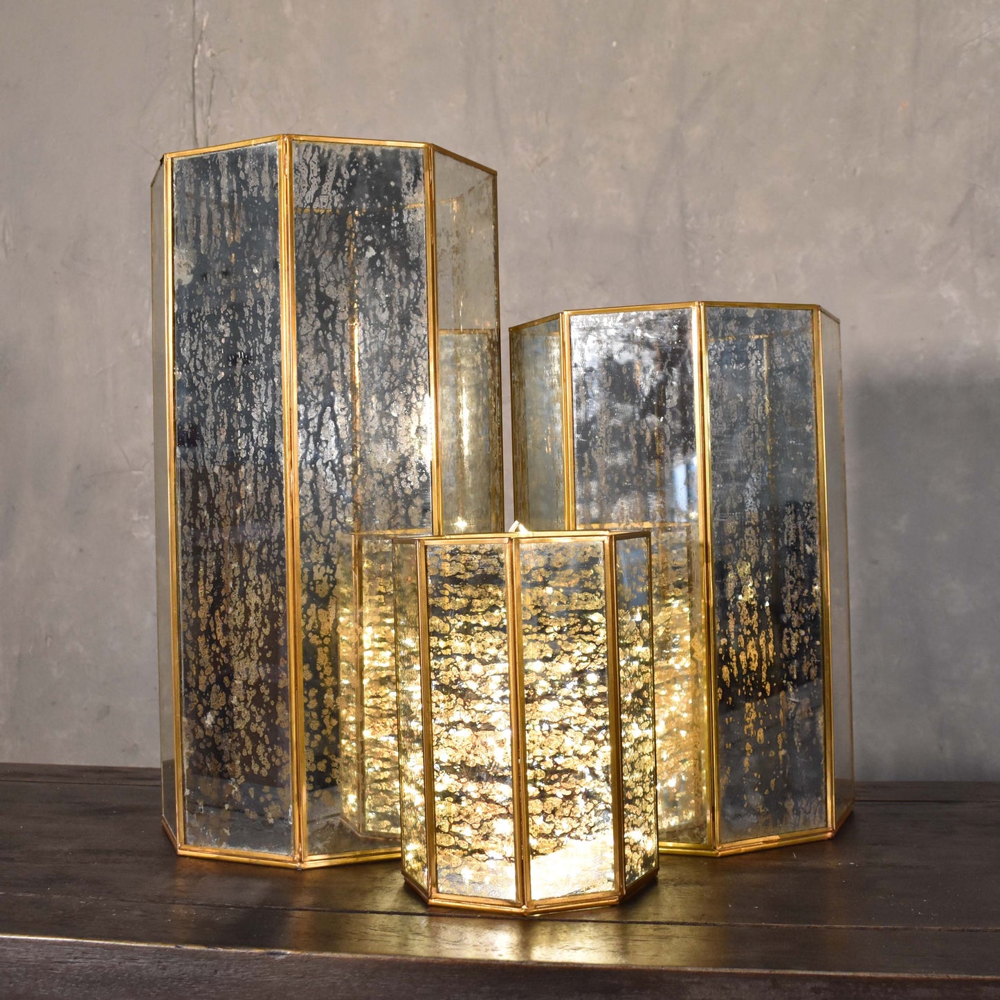 Medium Corinth Column Lantern with Antique Glass | DCH
