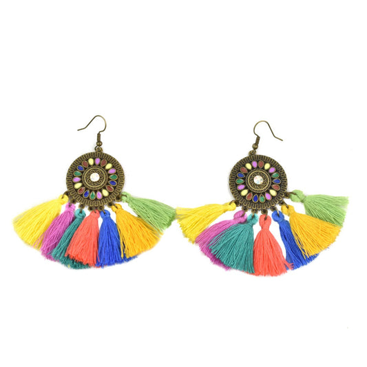 Selena Rainbow Tassel Earrings