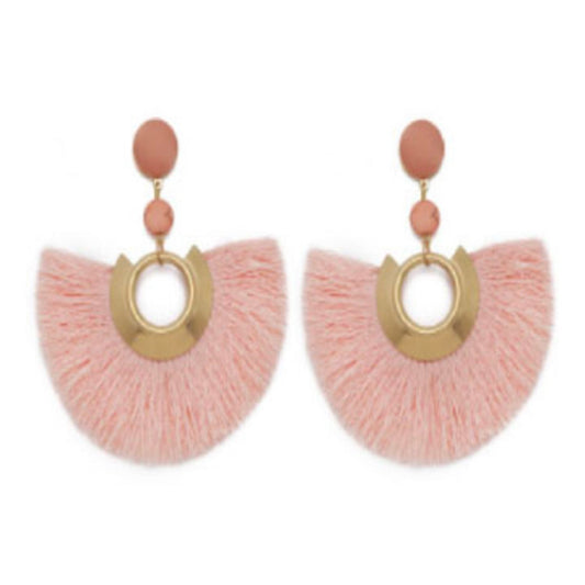 Sasha Tassel Fan Earring in Dusty Pink
