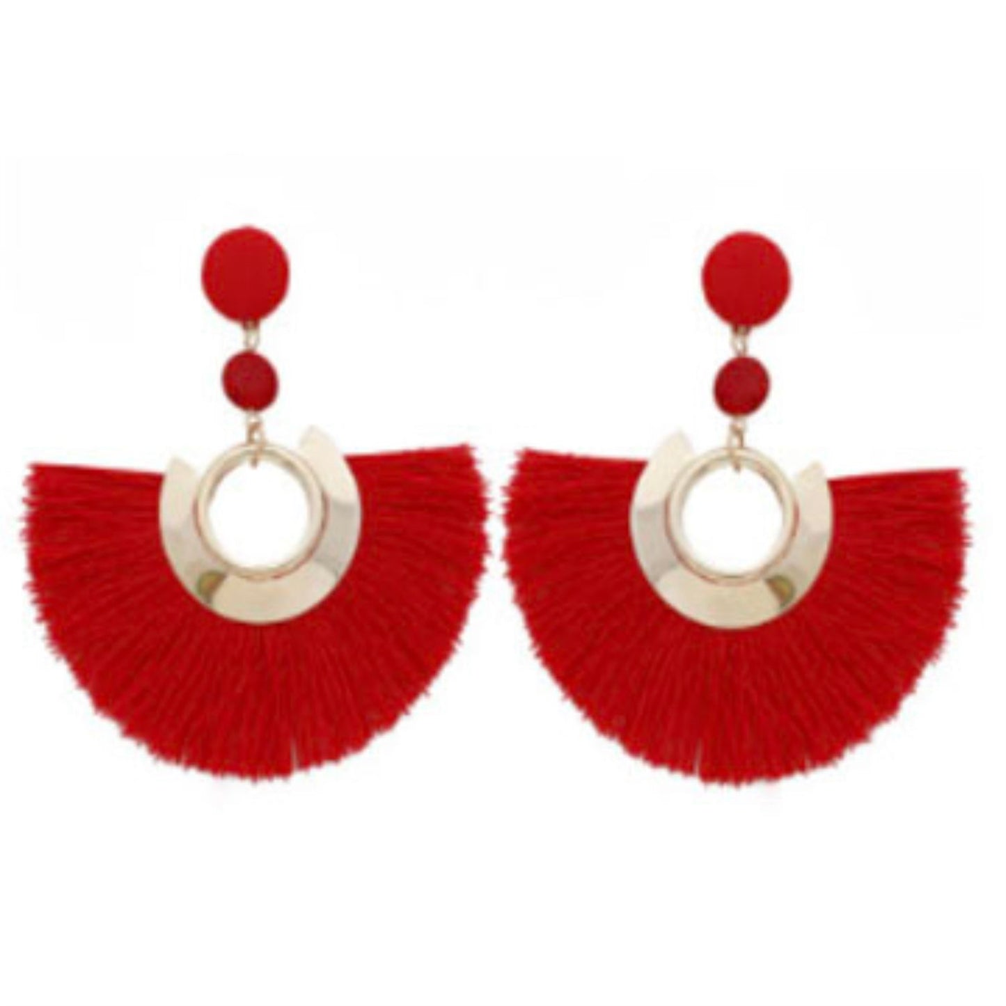 Sasha Tassel Fan Earring in Red