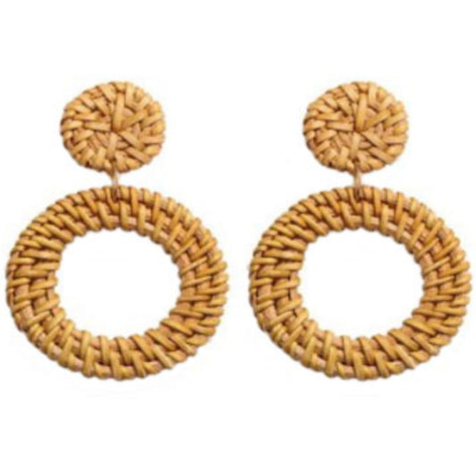 Aiesha Rattan Earrings in Light Brown