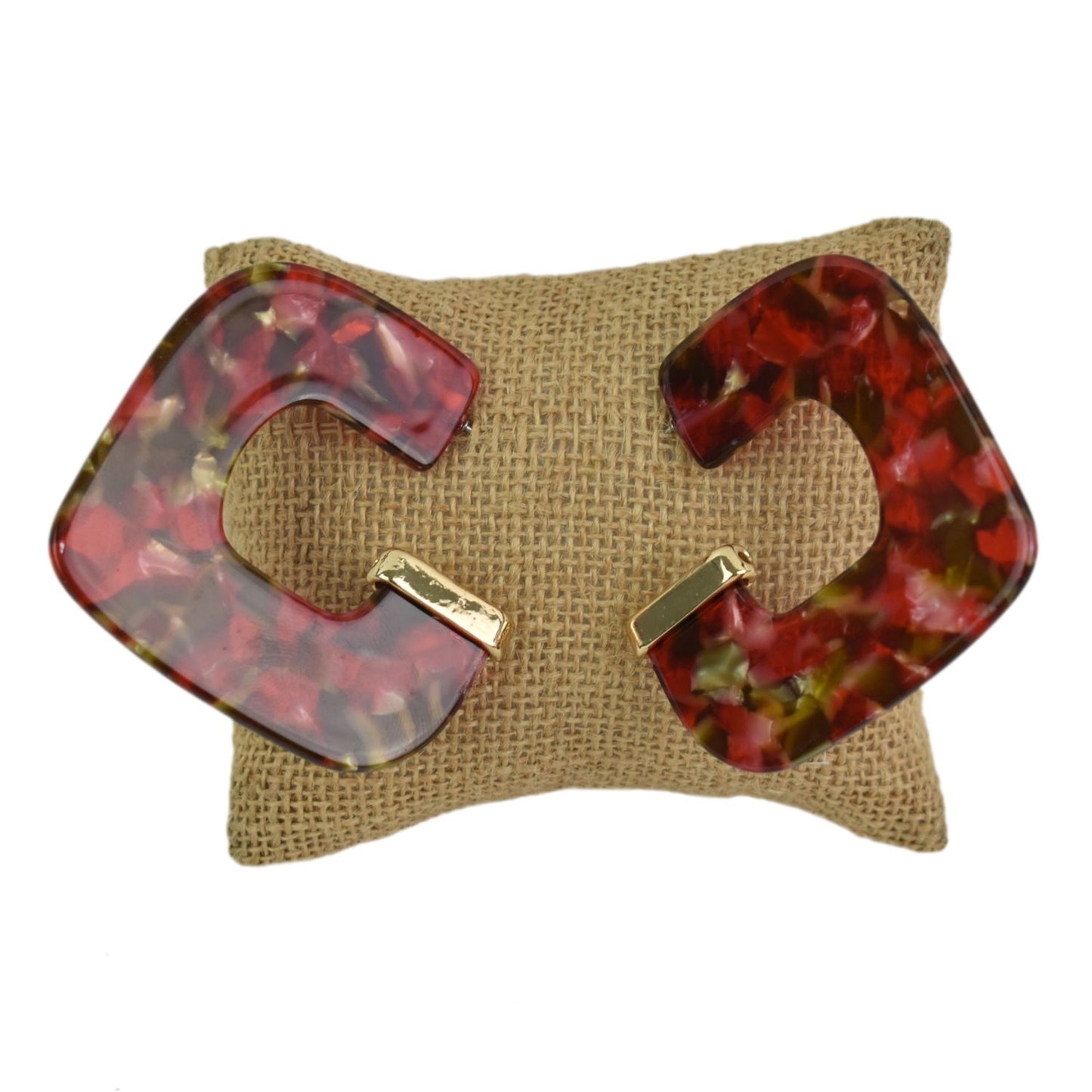 Cassandra Square Multi-Red Earrings