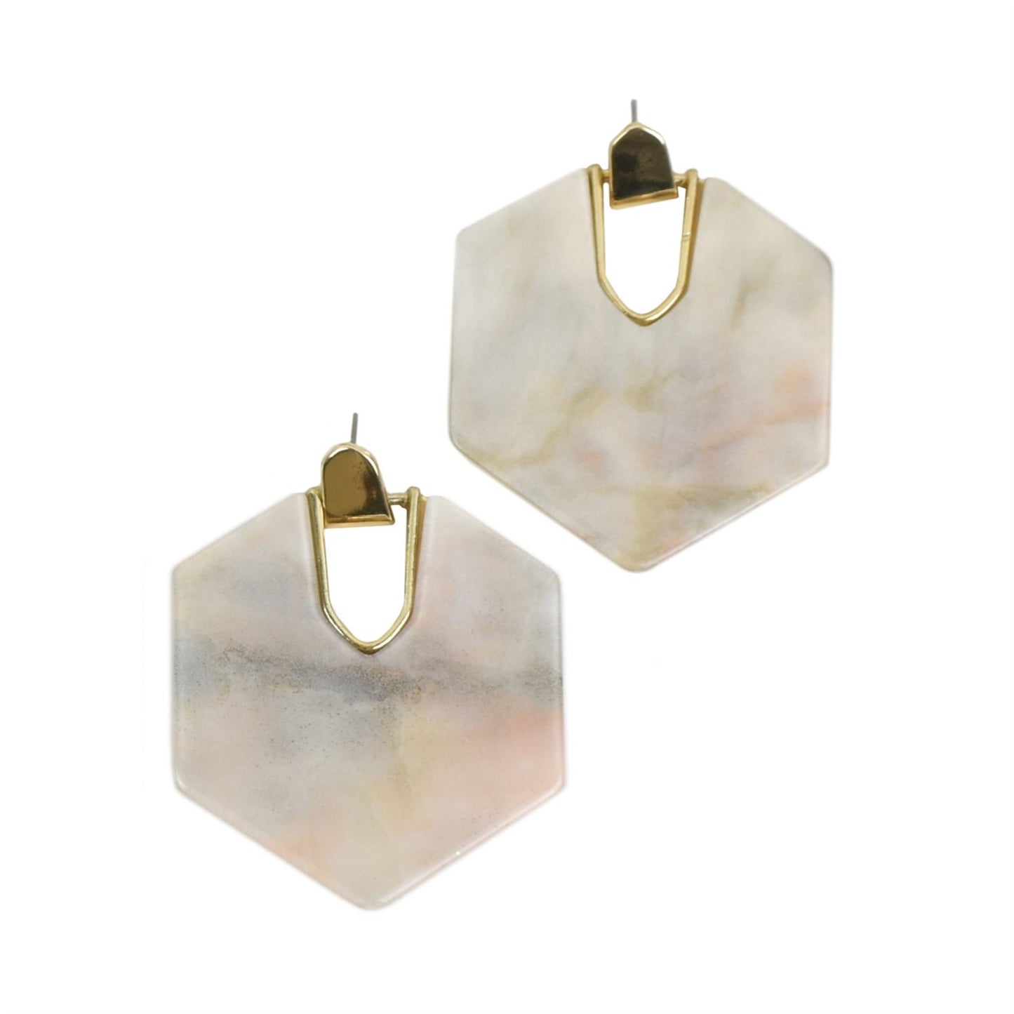 Roxanne Marble Earrings in White Marble