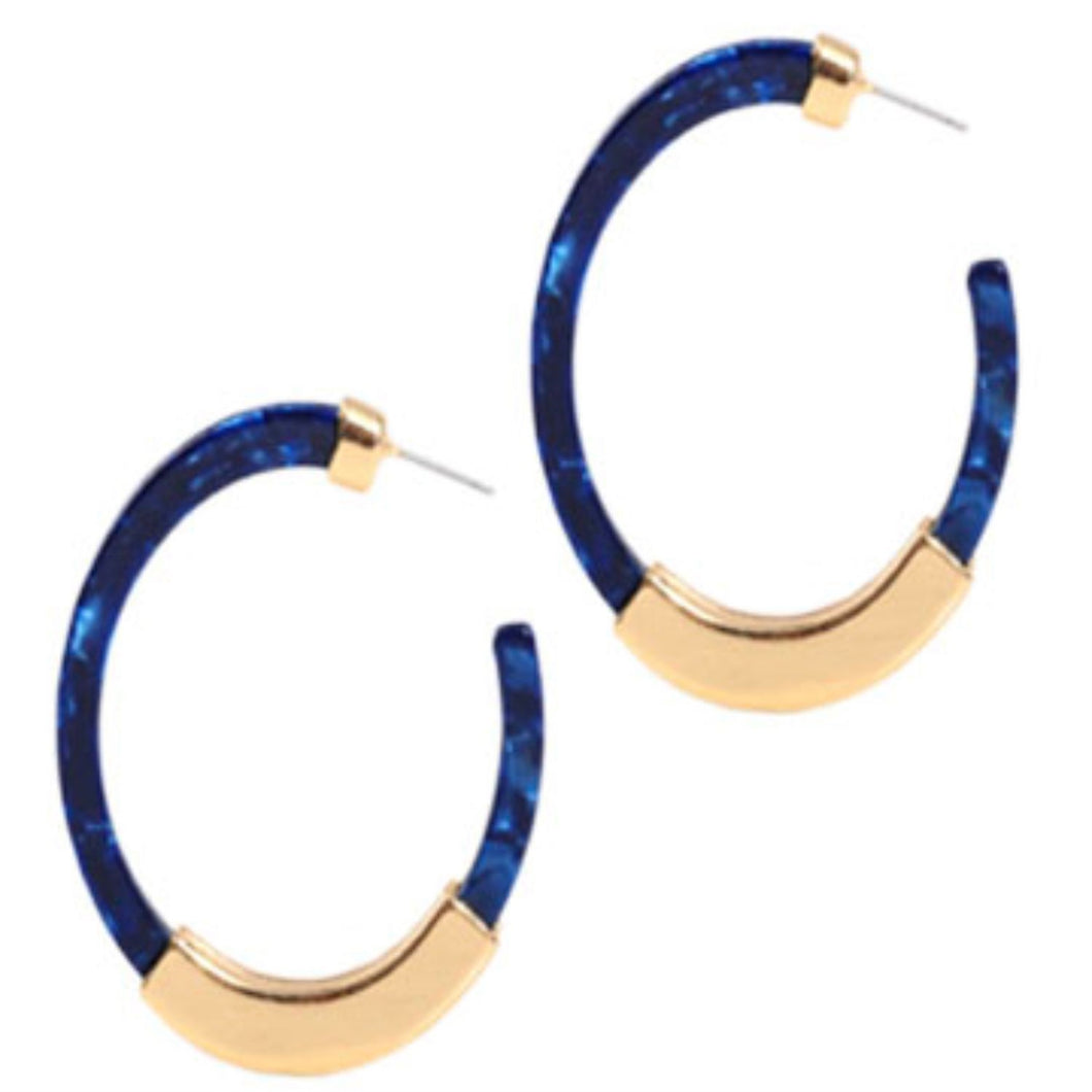 Kathryn Acrylic Acetate Earrings in Blue Marble