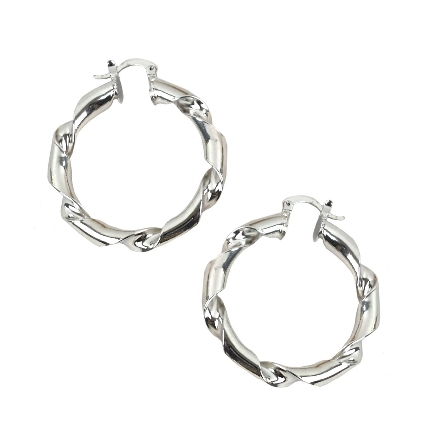 Missy Twisted Hoop Earrings in Silver