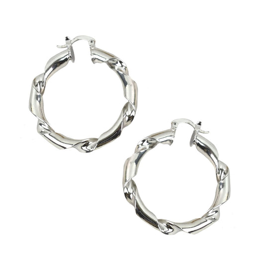 Missy Twisted Hoop Earrings in Silver