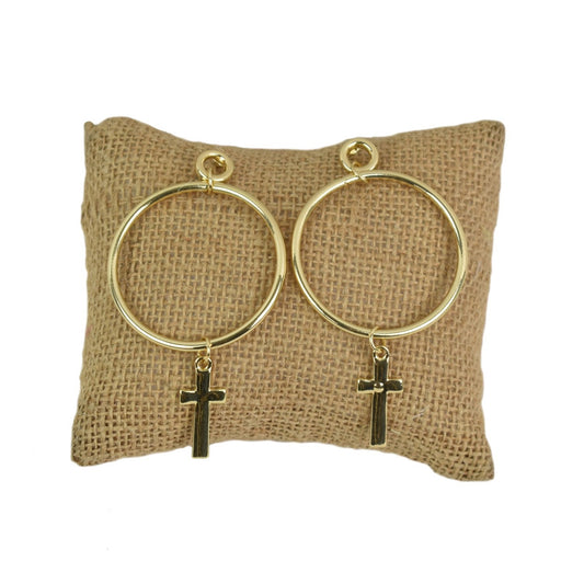 Breonna Cross Hoop Earrings in Gold