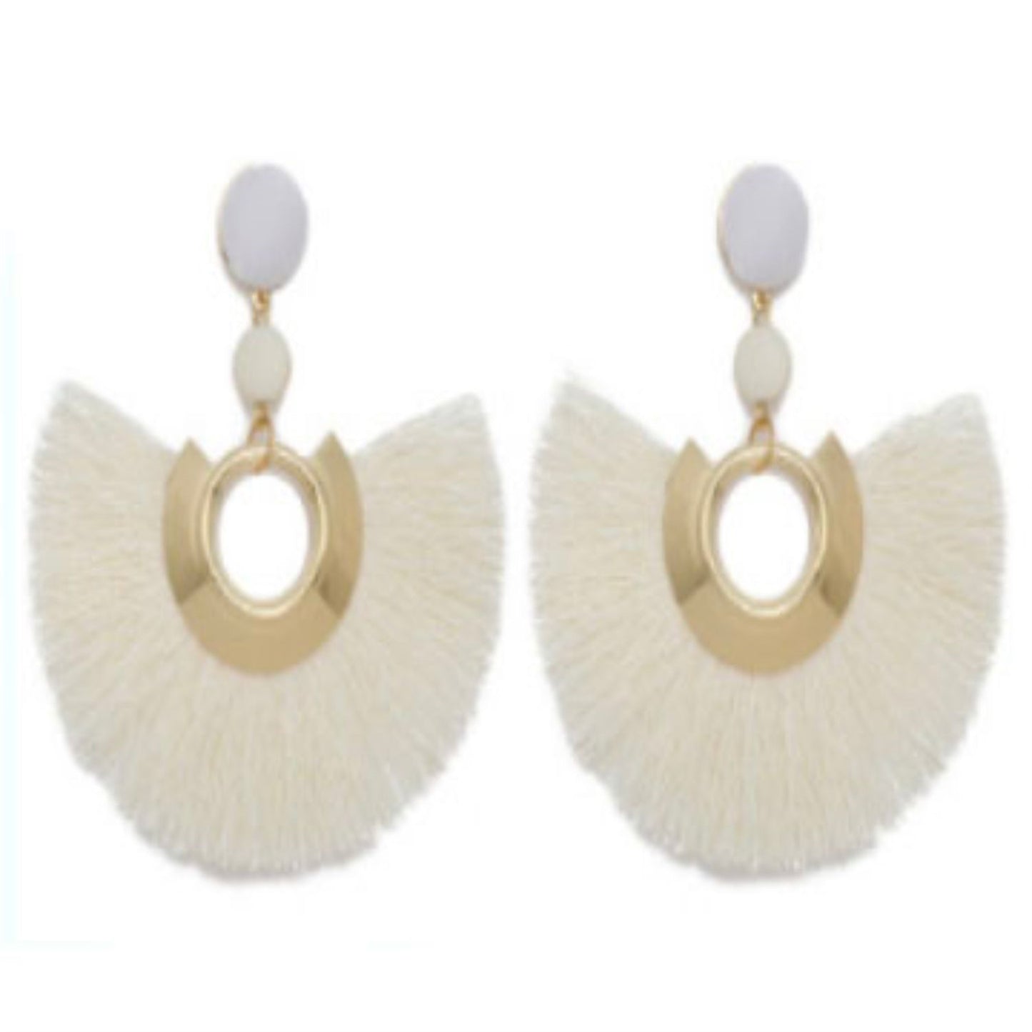 Sasha Tassel Fan Earring in Cream