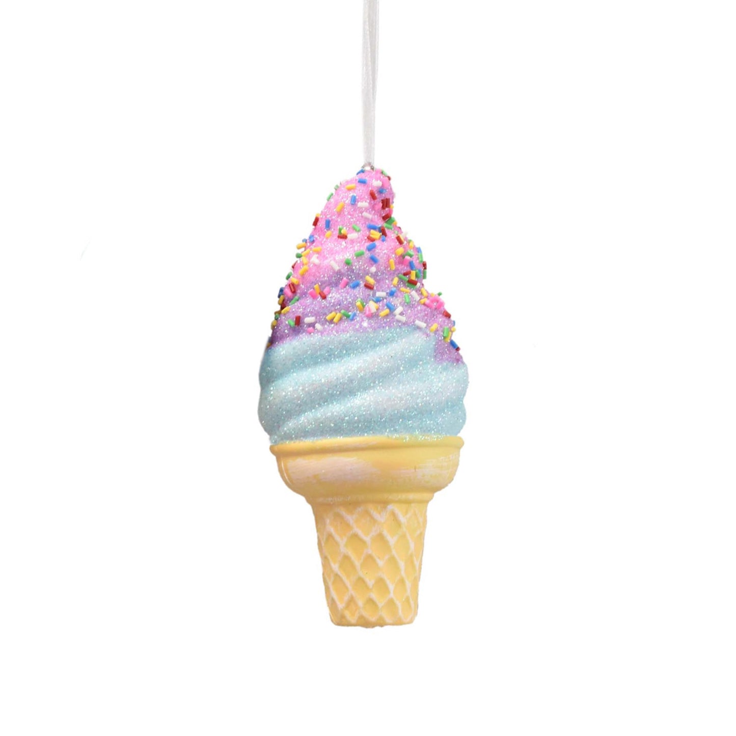 Glittered/Sprinkle Ice Cream Cones 2 Asst 5"-7" in Pink Blue | YKC22