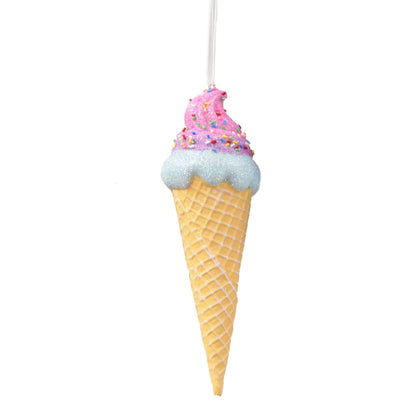 Glittered/Sprinkle Ice Cream Cones 2 Asst 5"-7" in Pink Blue | YKC22