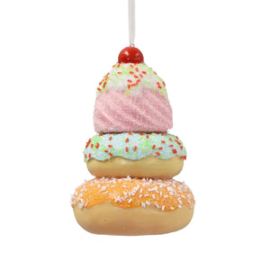 Sugar Explosion Iced Donut Ornament 5.5" in Pink White Blue Red | YKC22