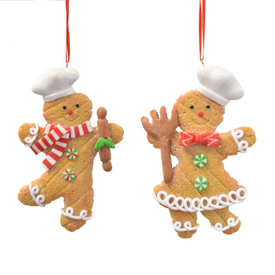 Gingerbread Baking Boy and Girl Cookie Ornament 2 Asst. 4.25
