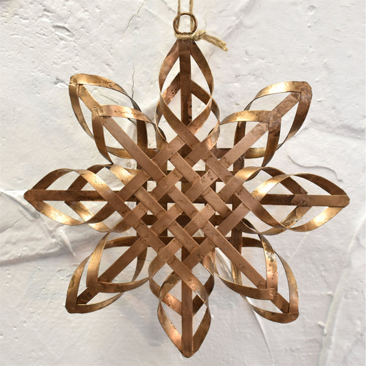 Vintage Metal Star Ornament 6" in Antique Gold | LCC22