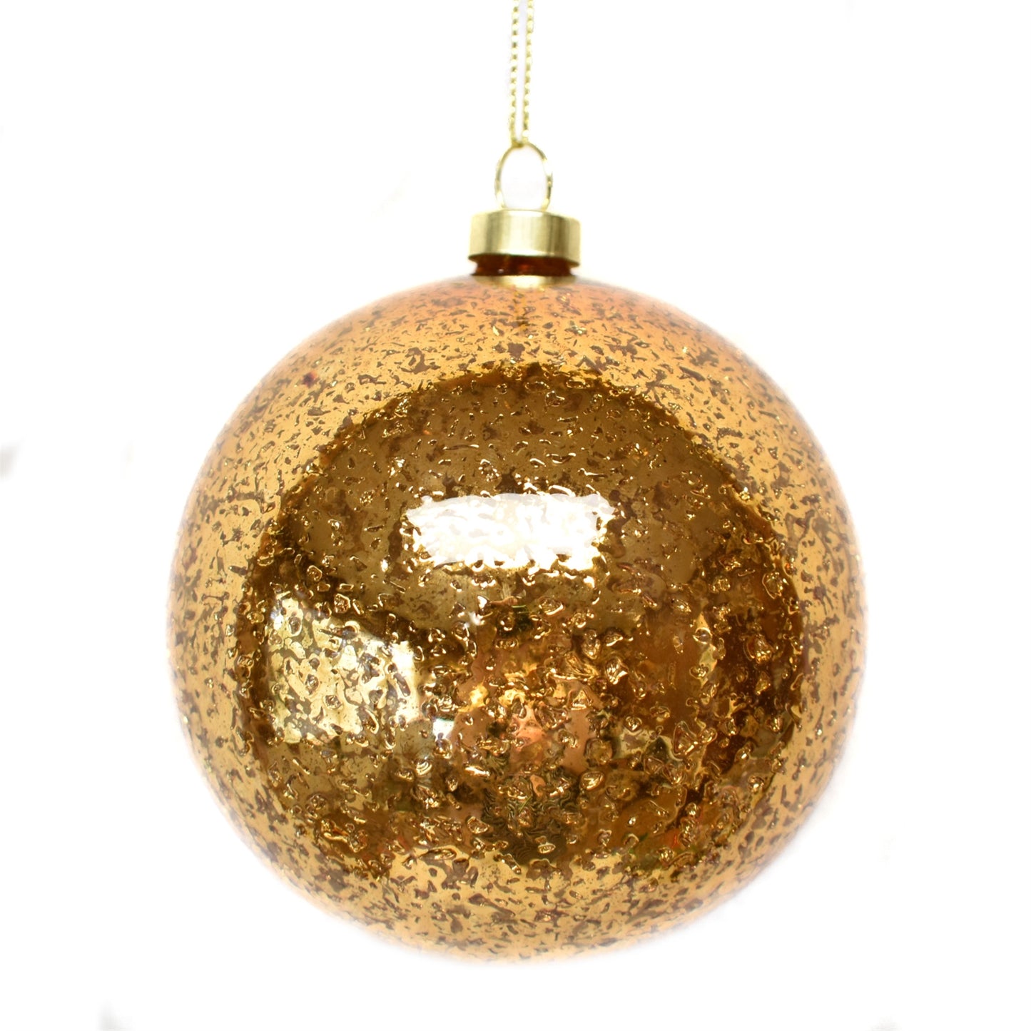 Textured Antique Ball Glass Ornament 4" in Gold | LCC22