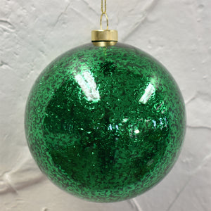 Textured Antique Ball Glass Ornament 4" in Emerald | LCC22