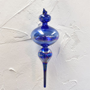 Iridescent Glass Finial Ornament 13.5" x 4.75" in Iridescent Blue | LCC22