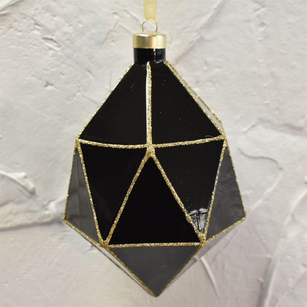 Geometric Mirrored Glass With Gold Detail Ornament 4