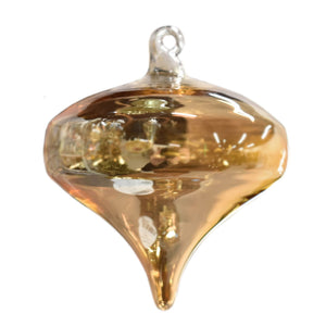 Iridescent Glass Onion Finial Ornament 4" x 3" in Gold | LCC22